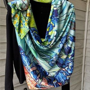 Colorful Floral Scarf , silk and viscosa
